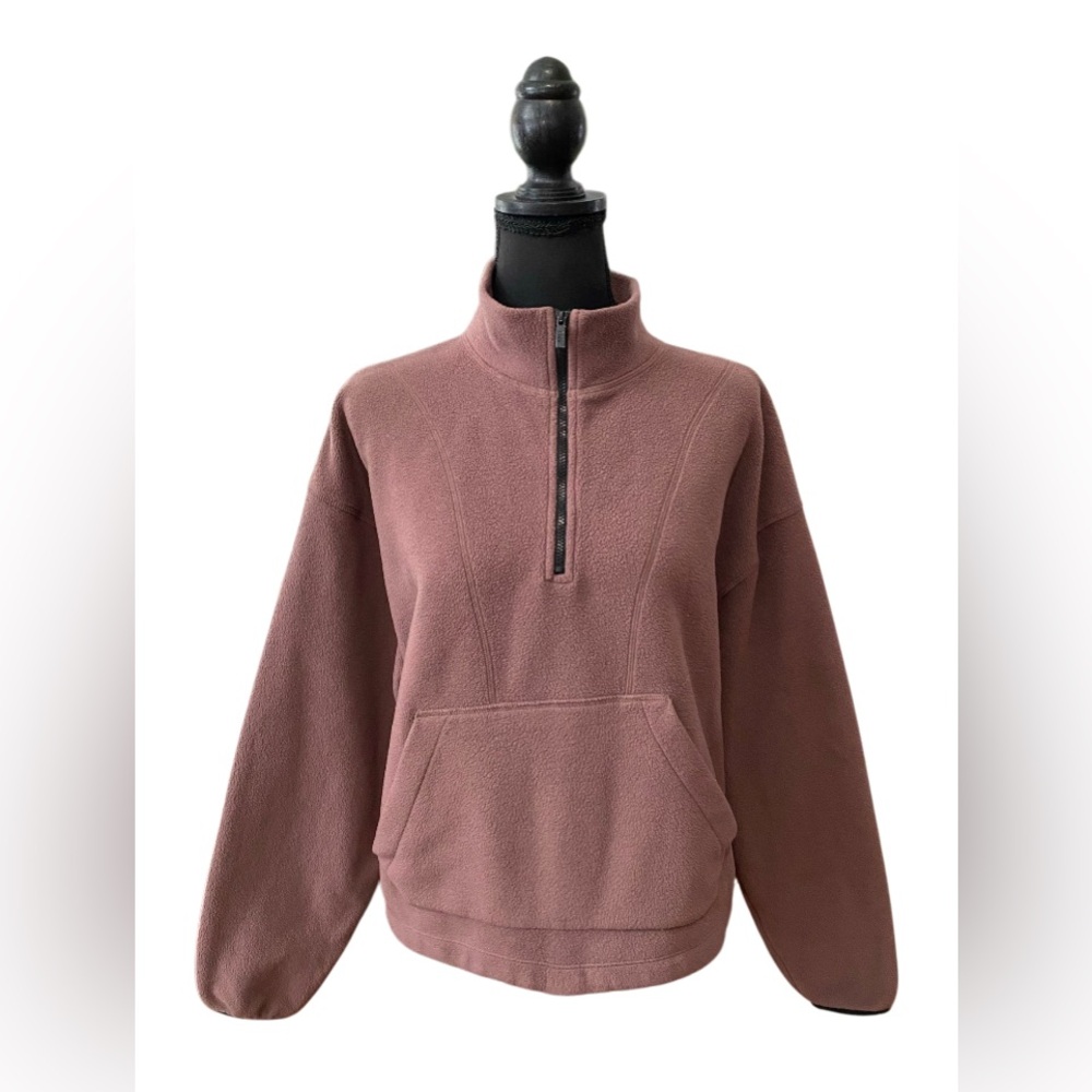 Pink: Sherpa Fleece Brown Pull Over Sweater
